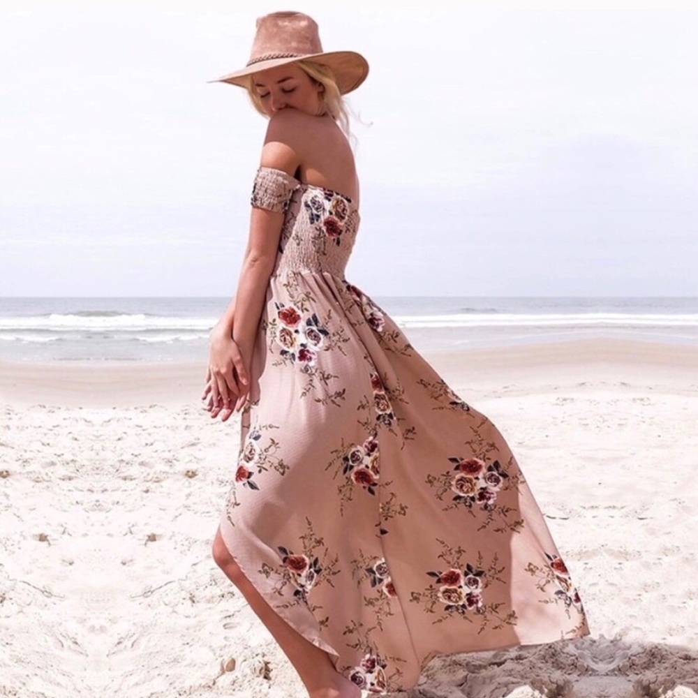 ✨2x HP Off The Shoulder Floral Chiffon Maxi Dress✨ - Picture 2 of 7